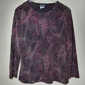 Multi-color Geometric Long Sleeve Top With Sparkling Metallic Gold Accents